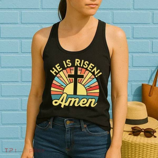 He Is Risen Amen Christian Easter Women's Tank Top