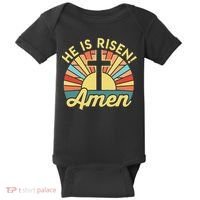He Is Risen Amen Christian Easter Baby Bodysuit thumb 0