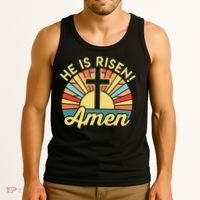 He Is Risen Amen Christian Easter Tank Top thumb 3