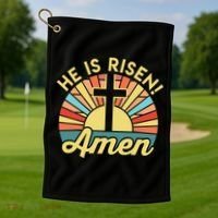 He Is Risen Amen Christian Easter Golf Towel thumb 1