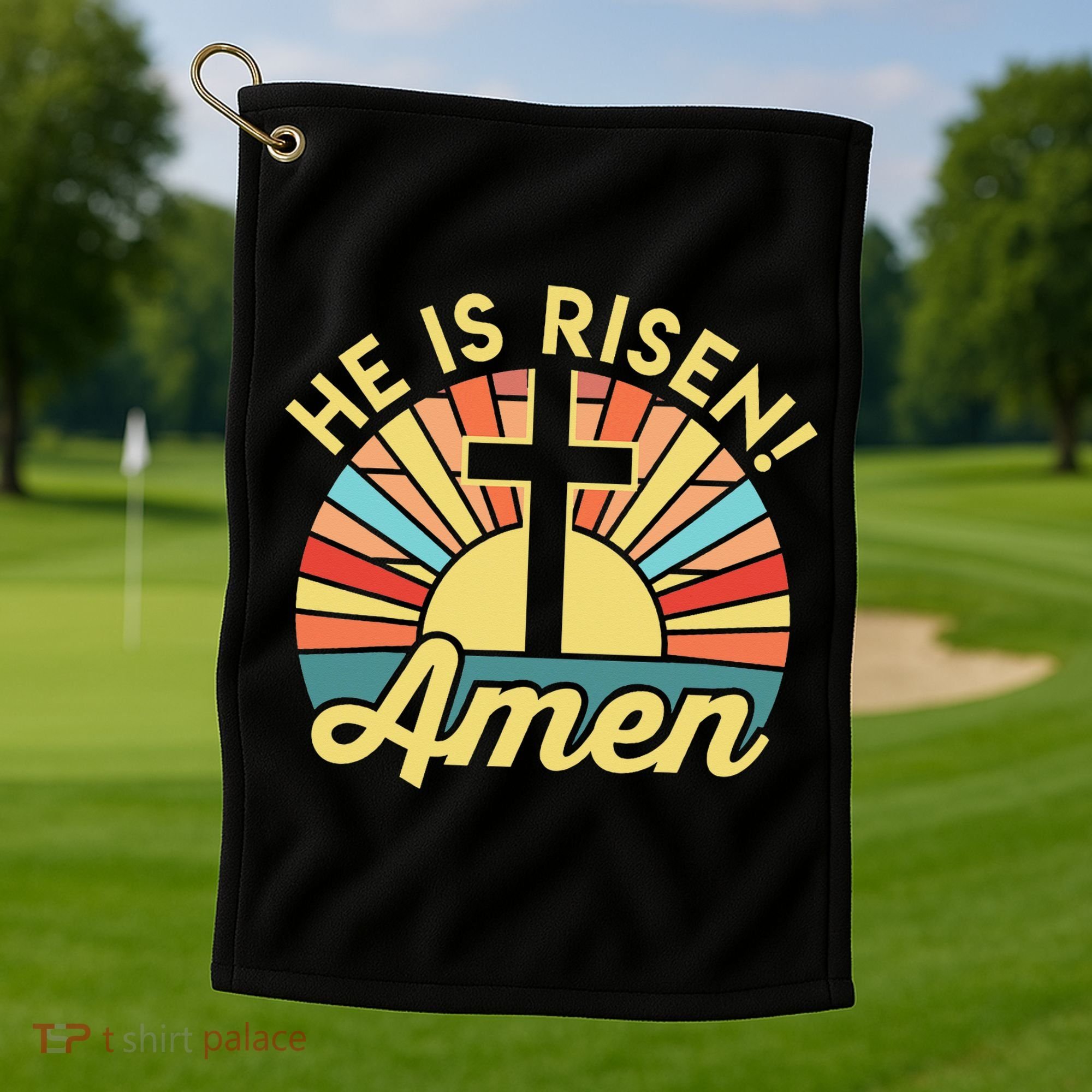 He Is Risen Amen Christian Easter Golf Towel