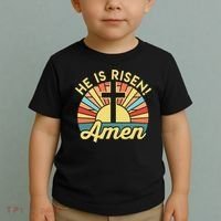 He Is Risen Amen Christian Easter Toddler T-Shirt thumb 2