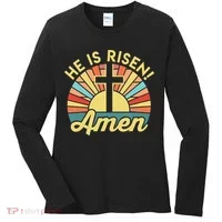 He Is Risen Amen Christian Easter Women's Long Sleeve Shirt thumb 0