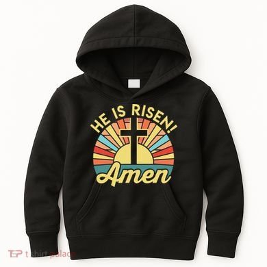 He Is Risen Amen Christian Easter Kids Hoodie