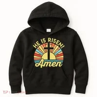 He Is Risen Amen Christian Easter Kids Hoodie thumb 0