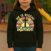 He Is Risen Amen Christian Easter Kids Hoodie thumb 3