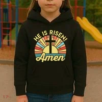 He Is Risen Amen Christian Easter Kids Hoodie thumb 3