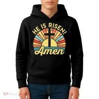 He Is Risen Amen Christian Easter Kids Hoodie thumb 4