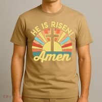 He Is Risen Amen Christian Easter T-Shirt thumb 3