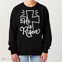 He Is Risen Jesus Cross Easter Women's Sweatshirt thumb 0
