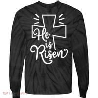 He Is Risen Jesus Cross Easter Tie-Dye Long Sleeve Shirt thumb 0
