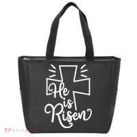 He Is Risen Jesus Cross Easter Tote Bag thumb 0
