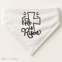 He Is Risen Jesus Cross Easter USA-Made Doggie Bandana thumb 0