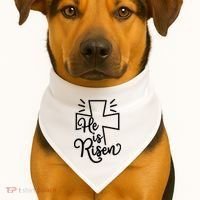 He Is Risen Jesus Cross Easter USA-Made Doggie Bandana thumb 1