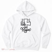 He Is Risen Jesus Cross Easter Hoodie thumb 0