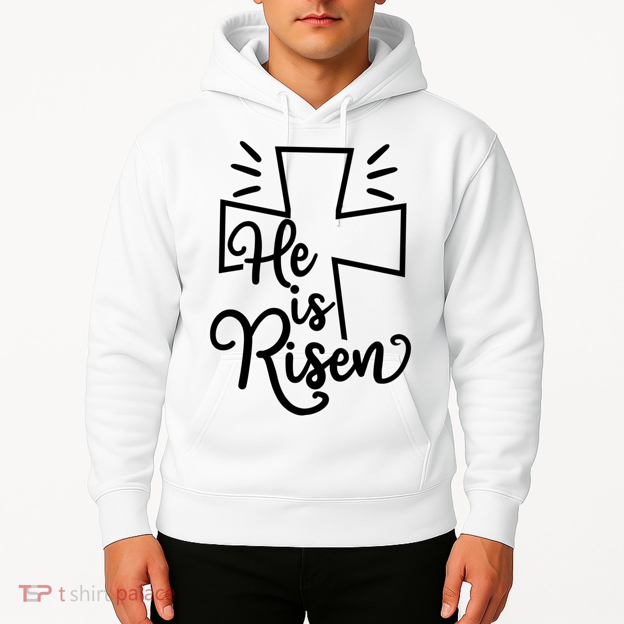 He Is Risen Jesus Cross Easter Hoodie