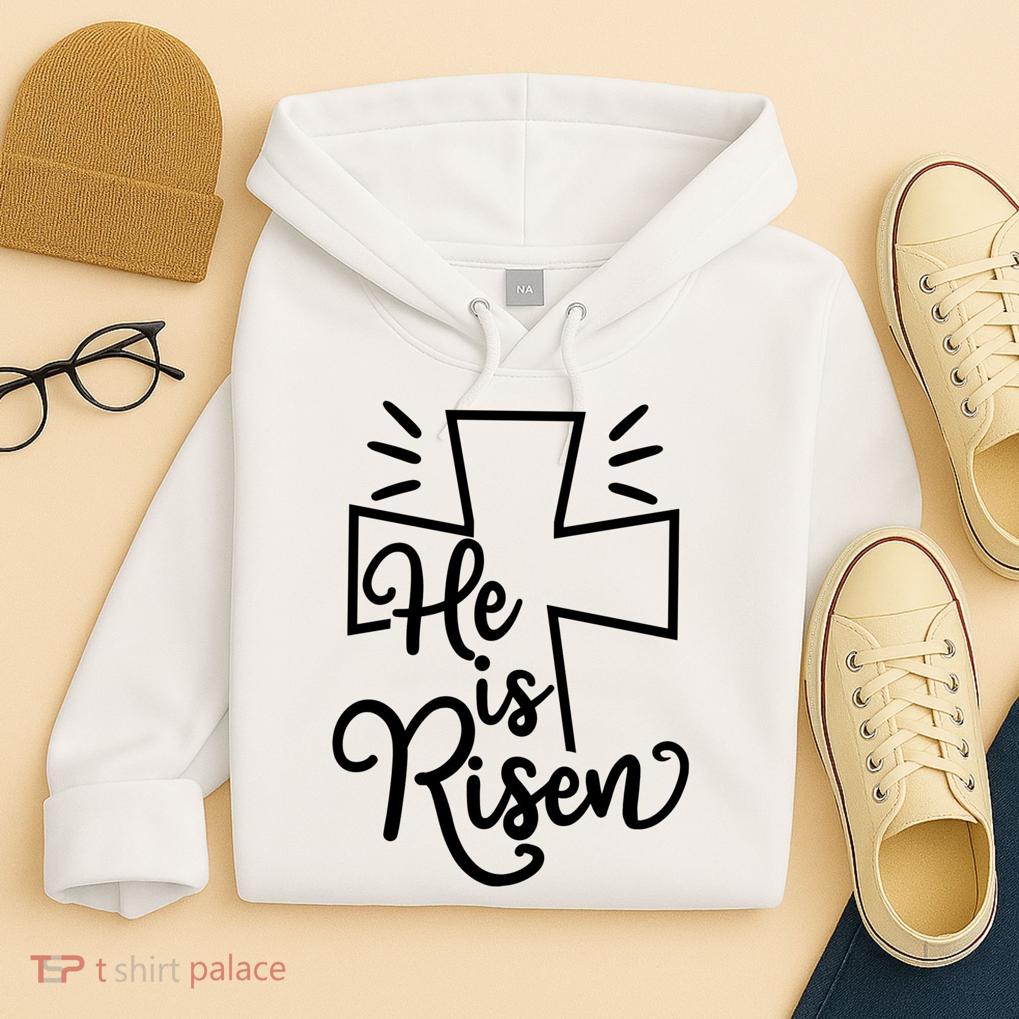 He Is Risen Jesus Cross Easter Hoodie