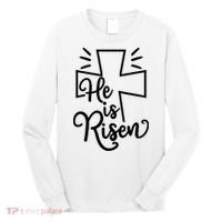 He Is Risen Jesus Cross Easter Long Sleeve Shirt thumb 0