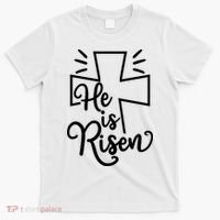 He Is Risen Jesus Cross Easter T-Shirt thumb 0