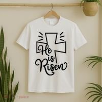 He Is Risen Jesus Cross Easter T-Shirt thumb 2