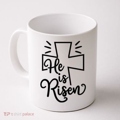 He Is Risen Jesus Cross Easter Coffee Mug