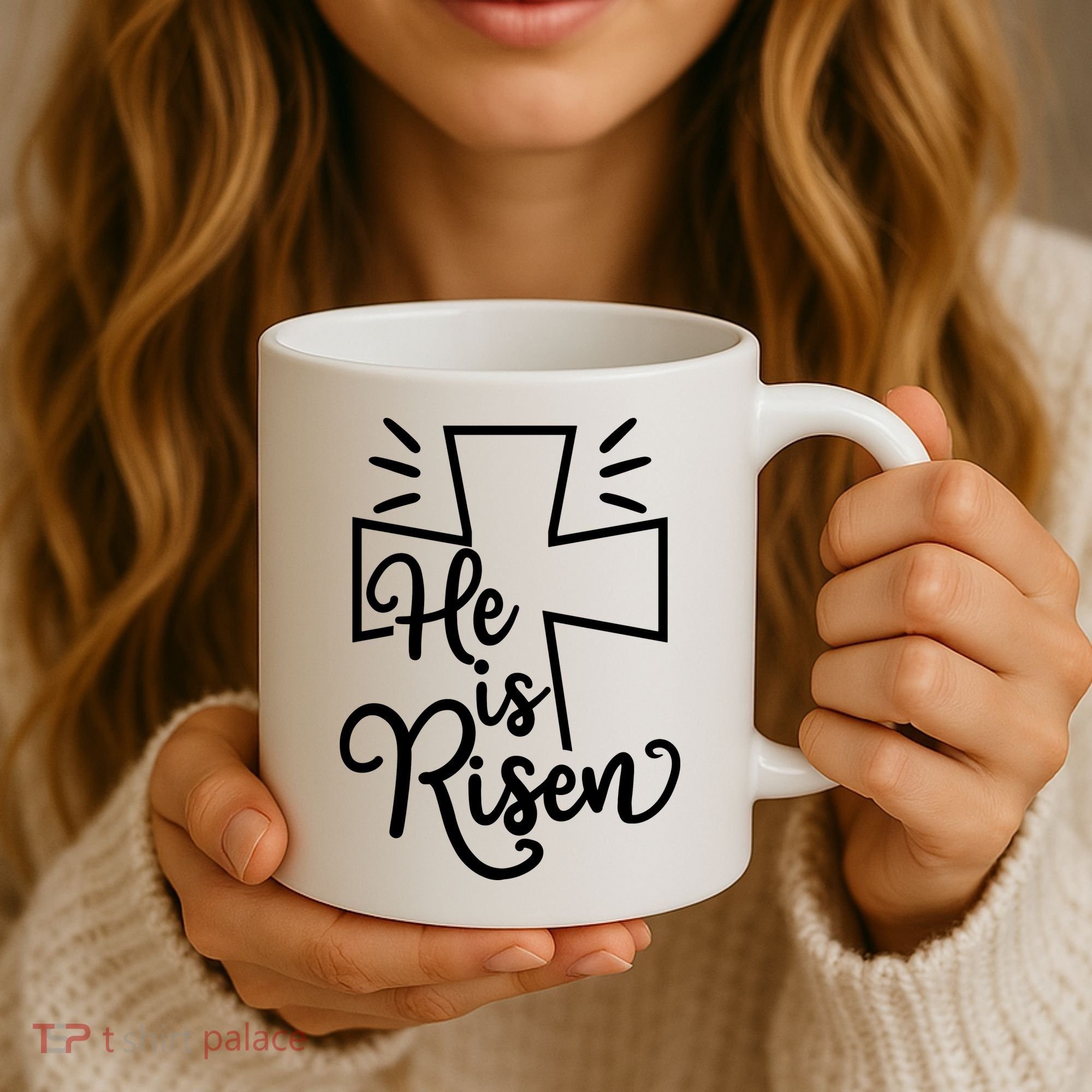 He Is Risen Jesus Cross Easter Coffee Mug