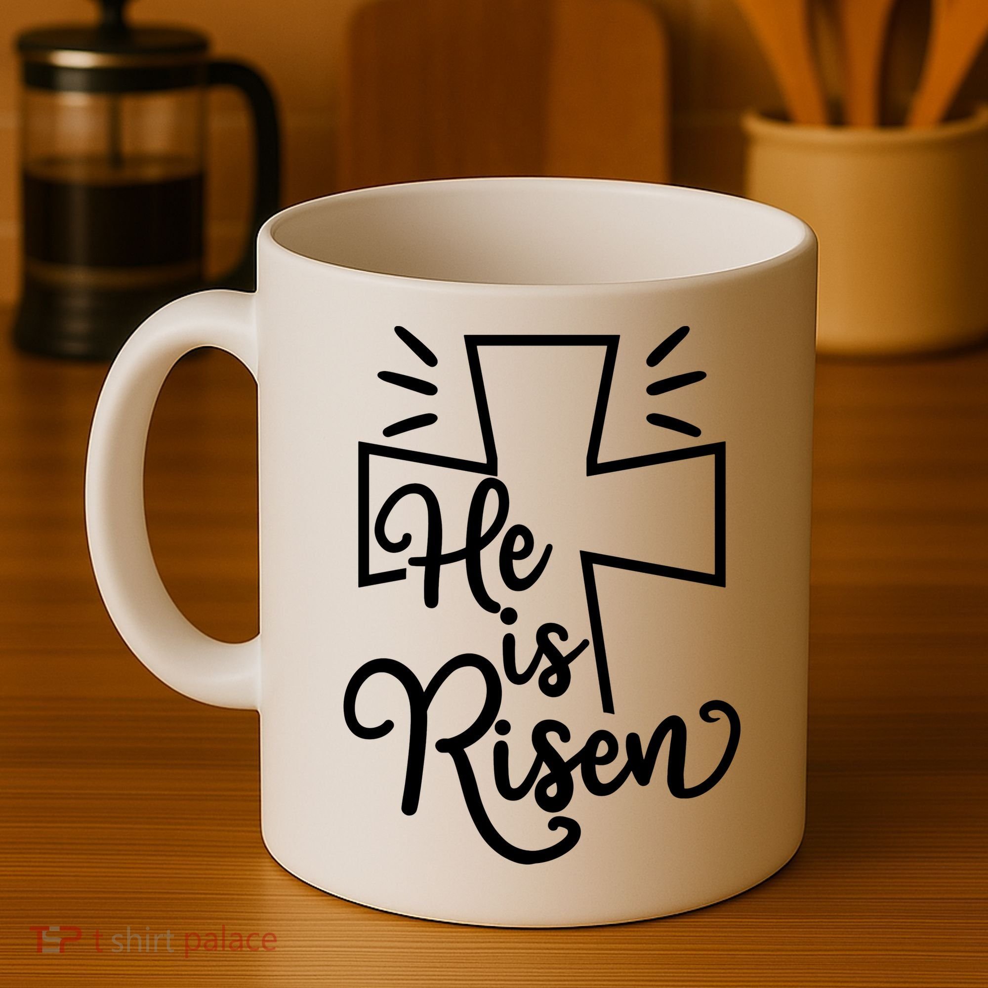 He Is Risen Jesus Cross Easter Coffee Mug