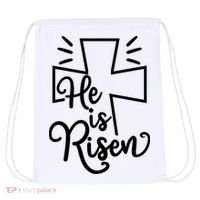 He Is Risen Jesus Cross Easter Drawstring Bag thumb 0