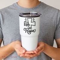 He Is Risen Jesus Cross Easter Tumbler thumb 2