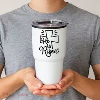 He Is Risen Jesus Cross Easter Tumbler thumb 2