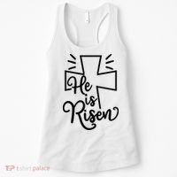 He Is Risen Jesus Cross Easter Women's Tank Top thumb 0