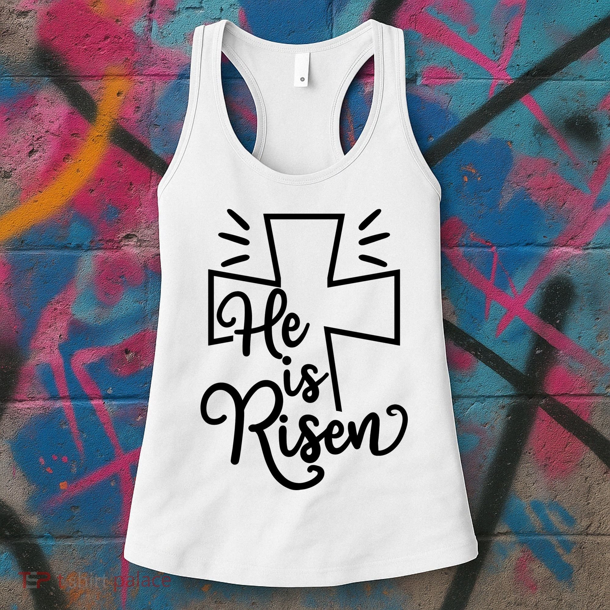 He Is Risen Jesus Cross Easter Women's Tank Top