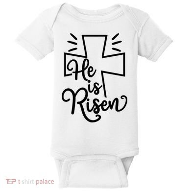 He Is Risen Jesus Cross Easter Baby Bodysuit