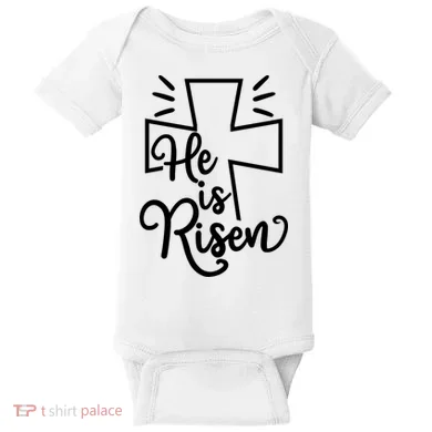 He Is Risen Jesus Cross Easter Baby Bodysuit