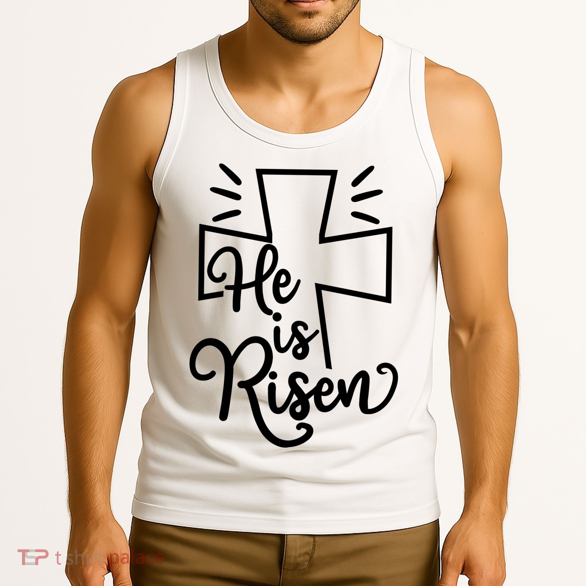 He Is Risen Jesus Cross Easter Tank Top