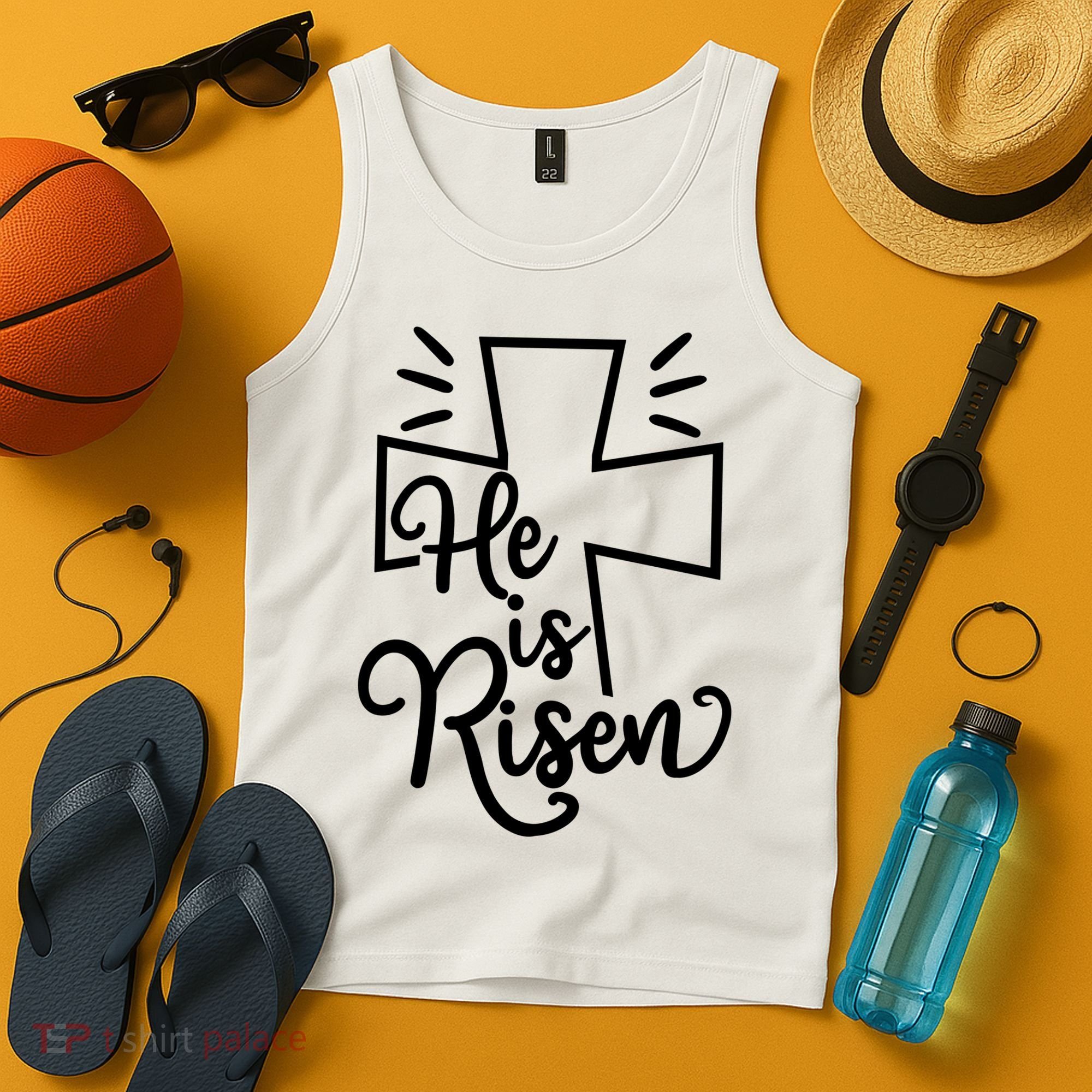 He Is Risen Jesus Cross Easter Tank Top