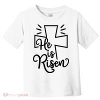 He Is Risen Jesus Cross Easter Toddler T-Shirt thumb 0