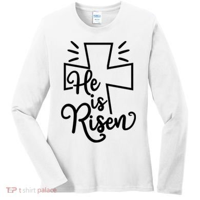 He Is Risen Jesus Cross Easter Women's Long Sleeve Shirt