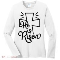 He Is Risen Jesus Cross Easter Women's Long Sleeve Shirt thumb 0