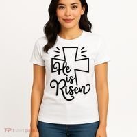 He Is Risen Jesus Cross Easter Women's T-Shirt thumb 4