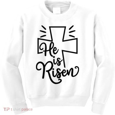 He Is Risen Jesus Cross Easter Kids Sweatshirt