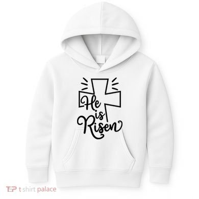 He Is Risen Jesus Cross Easter Kids Hoodie
