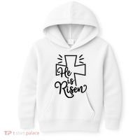 He Is Risen Jesus Cross Easter Kids Hoodie thumb 0