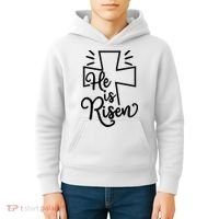 He Is Risen Jesus Cross Easter Kids Hoodie thumb 4