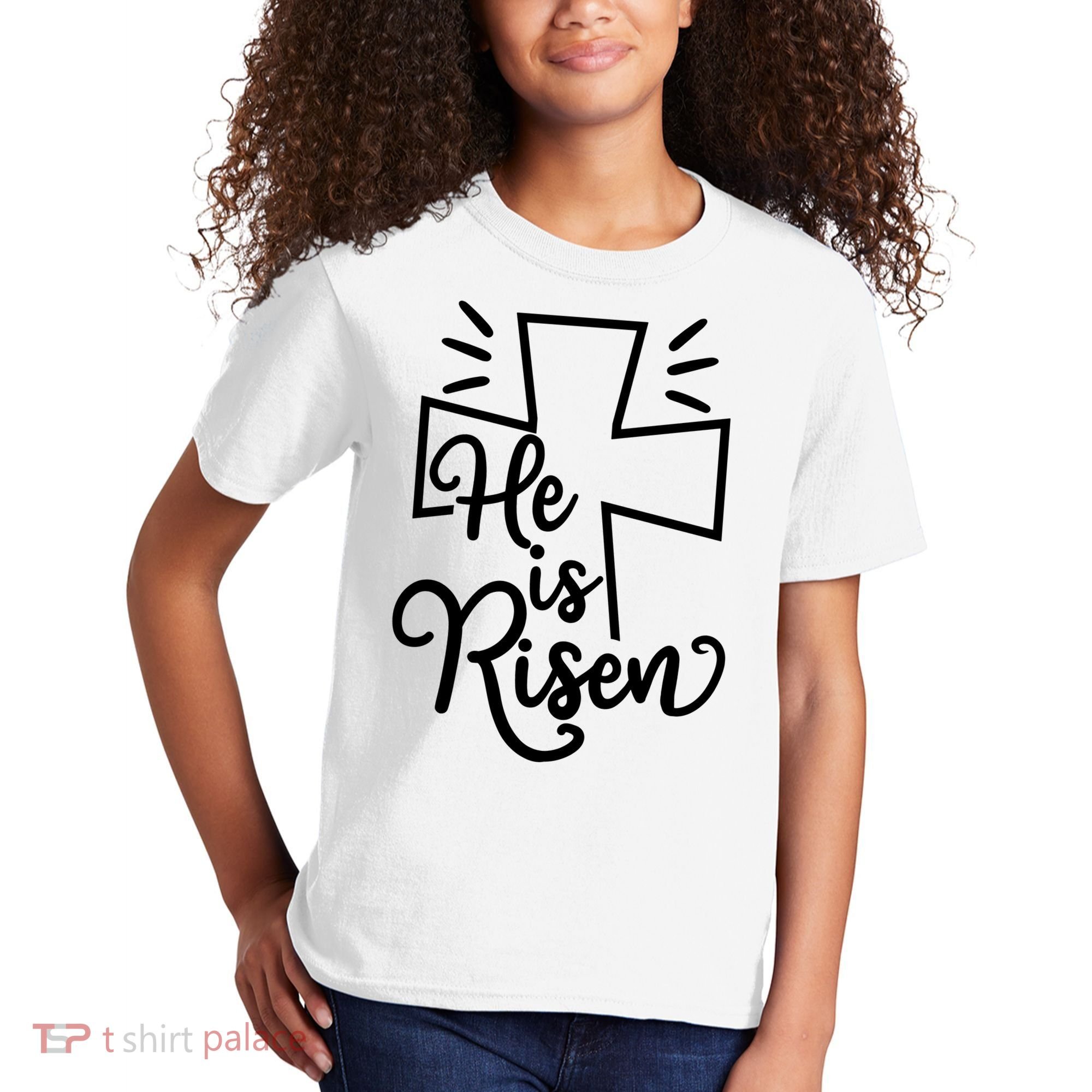 He Is Risen Jesus Cross Easter Kids T-Shirt