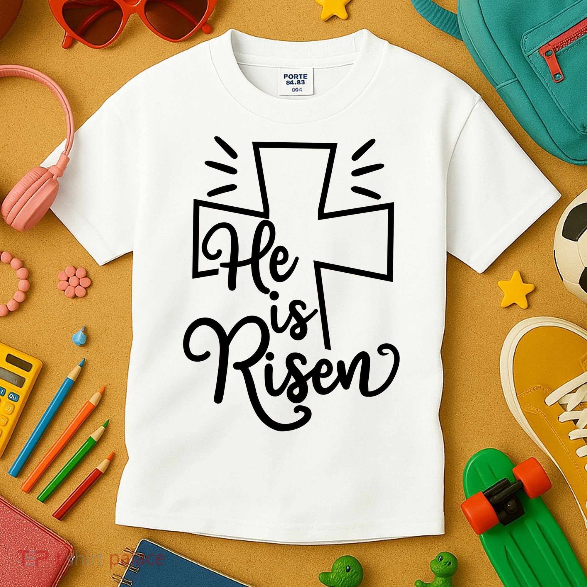 He Is Risen Jesus Cross Easter Kids T-Shirt