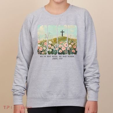He Is Risen Christian Wildflower Happy Easter Women's Sweatshirt