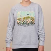 He Is Risen Christian Wildflower Happy Easter Women's Sweatshirt thumb 0