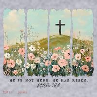 He Is Risen Christian Wildflower Happy Easter Women's Sweatshirt thumb 2