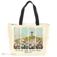 He Is Risen Christian Wildflower Happy Easter Tote Bag thumb 0